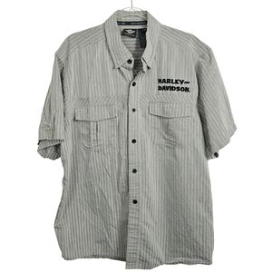 Harley-Davidson Gray Striped Men's Buttondown Shirt